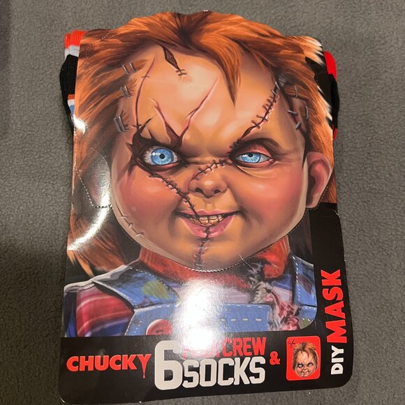 New Chucky Socks 6 pairs & DIY Mask Kit Child's Play Halloween Fun Activity - Picture 4 of 6